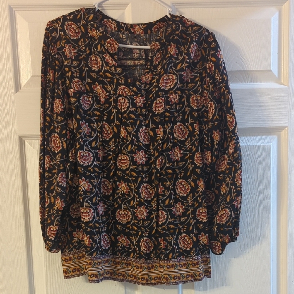 Floral Black and Pink Women's Top